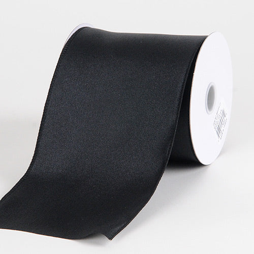 Satin Ribbon 4 Inch Double Faced Black ( Width: 4 inch