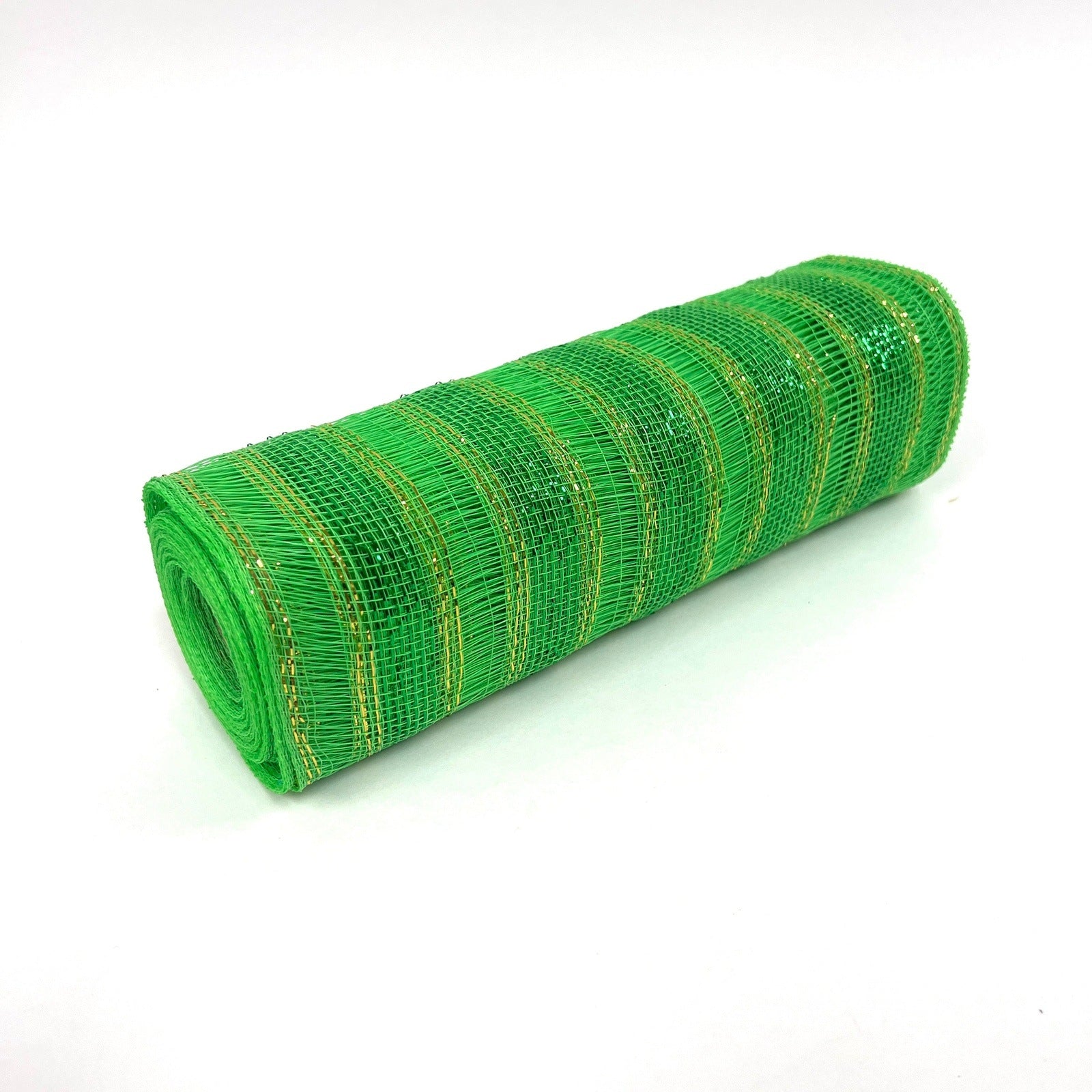 10 Inch X 10 Yards Emerald Metallic Stripes Deco Mesh