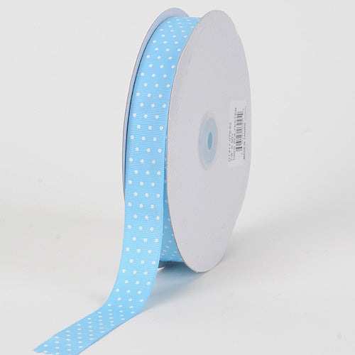 Grosgrain Ribbon with White Polka Dots - 3/8 inch