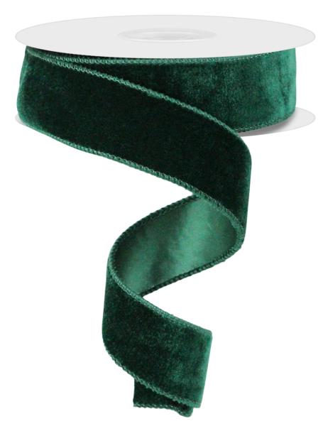 Red Green - 1.5 inch x 10 Yards Deluxe Velvet Satin Backing Ribbon