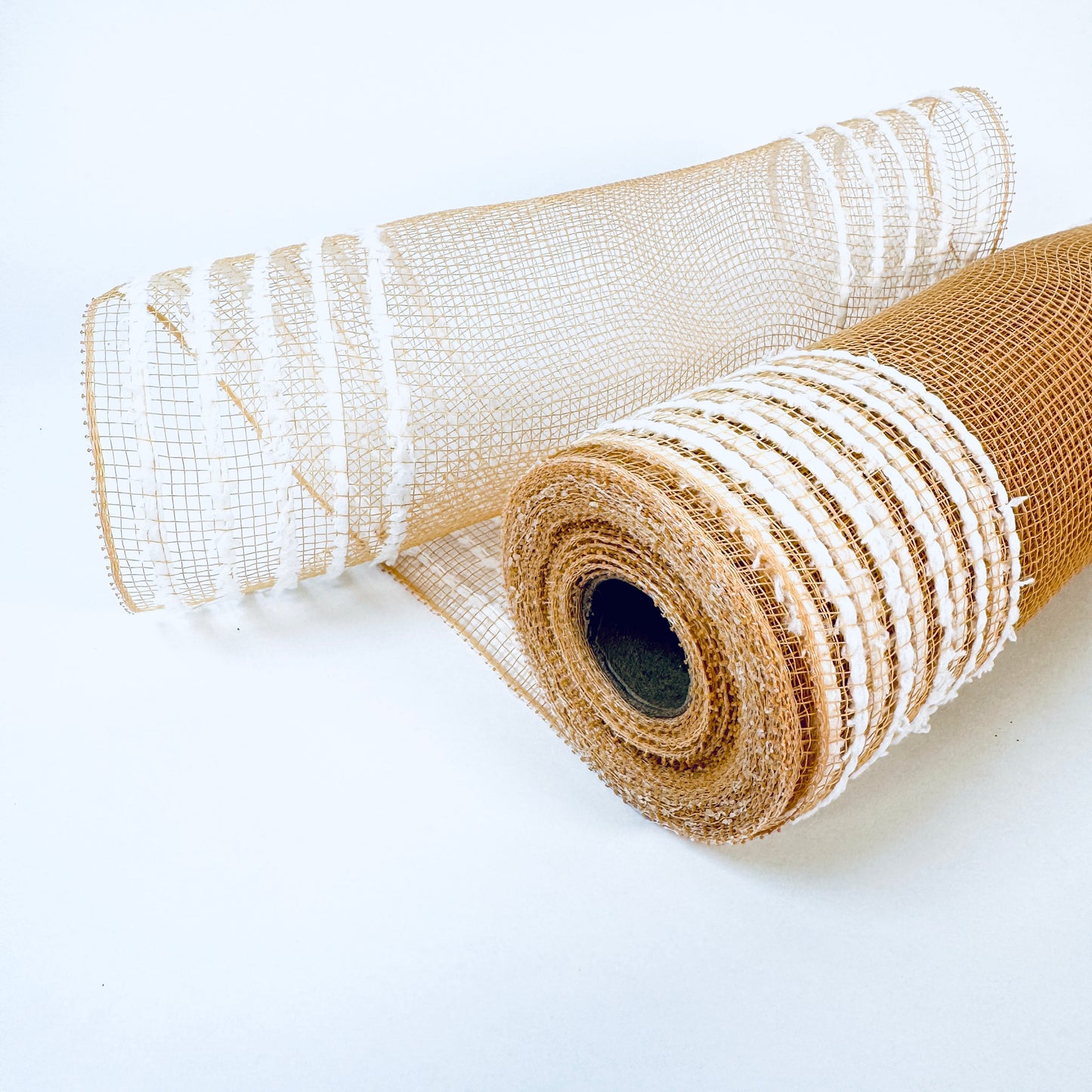 Natural Snow Edge Deco Mesh - ( 10 Inch x 10 Yards )