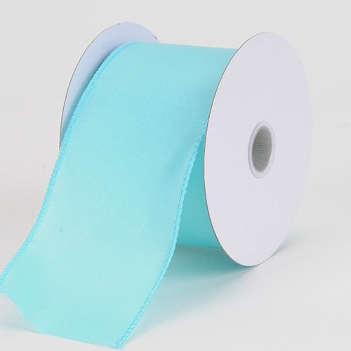 1 - 1/2 Inch x 10 Yards Aqua Blue Wired Budget Satin Ribbon BBCrafts.com