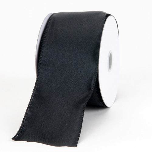 Wired Ribbon, 2.5 wide, Black Satin - TEN YARD ROLL ~ Courtly Black 10 ~  Halloween, Christmas Craft Wire Edged Ribbon