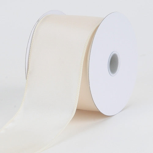 1 - 1/2 Inch x 10 Yards Ivory Wired Budget Satin Ribbon BBCrafts.com