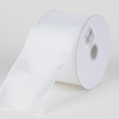 1 - 1/2 Inch x 10 Yards White Wired Budget Satin Ribbon BBCrafts.com