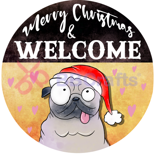 Pug Dog - Merry Christmas Metal Sign - Made In USA