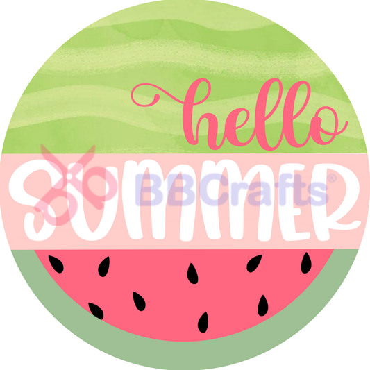 Hello Summer Watermelon Metal Sign - Made In USA