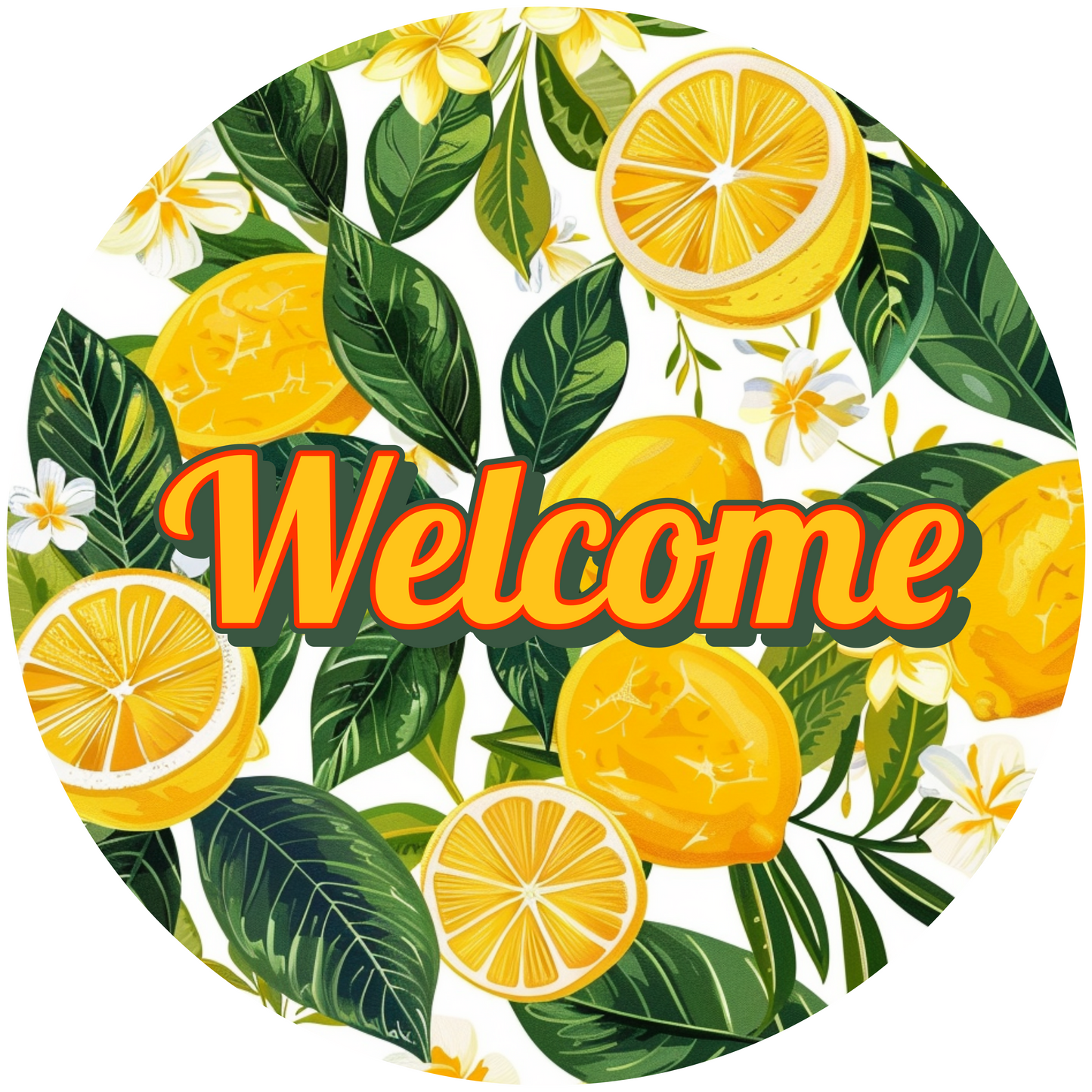 Welcome Lemon Metal Sign - Made In USA