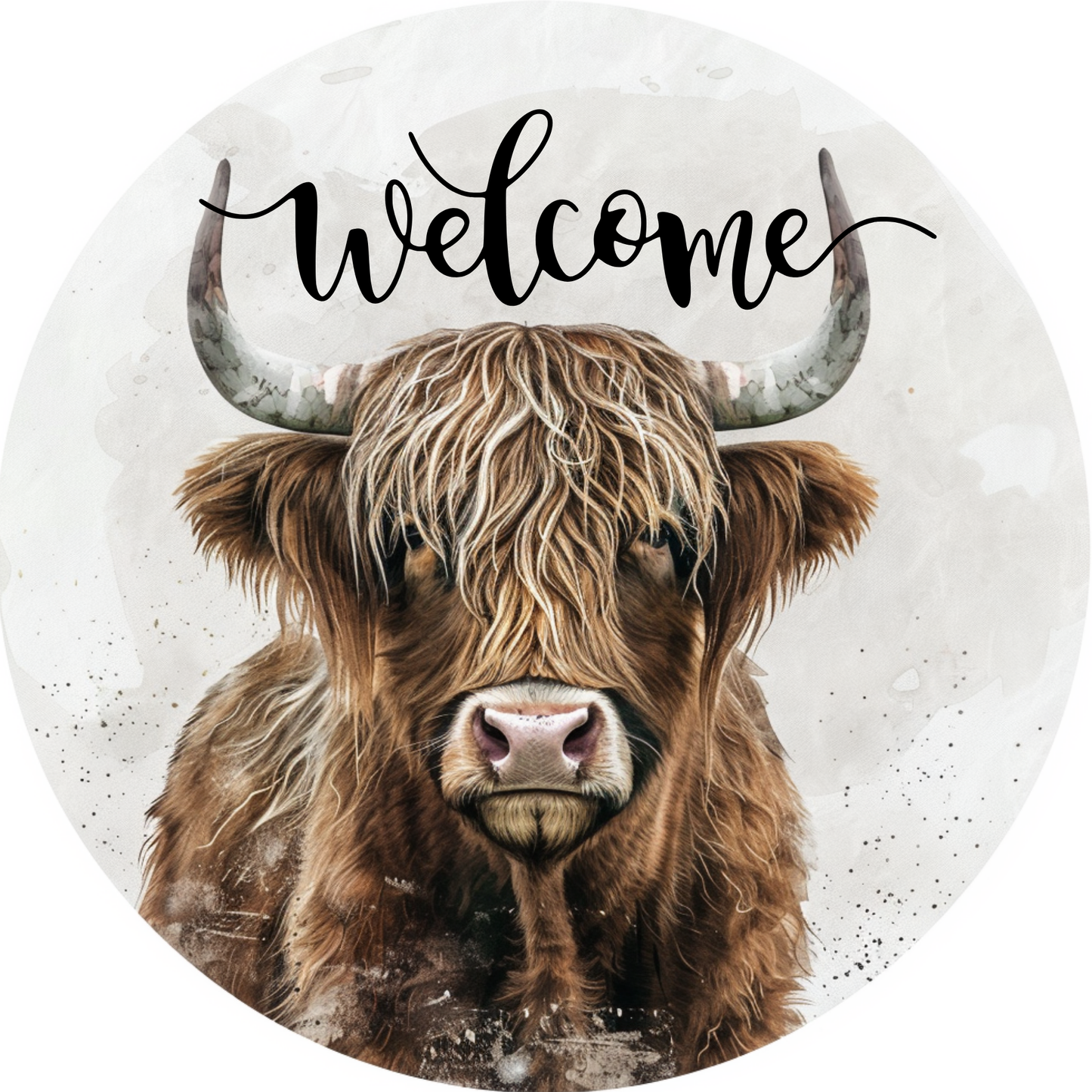 Highland Cow Welcome Metal Sign - Made In USA