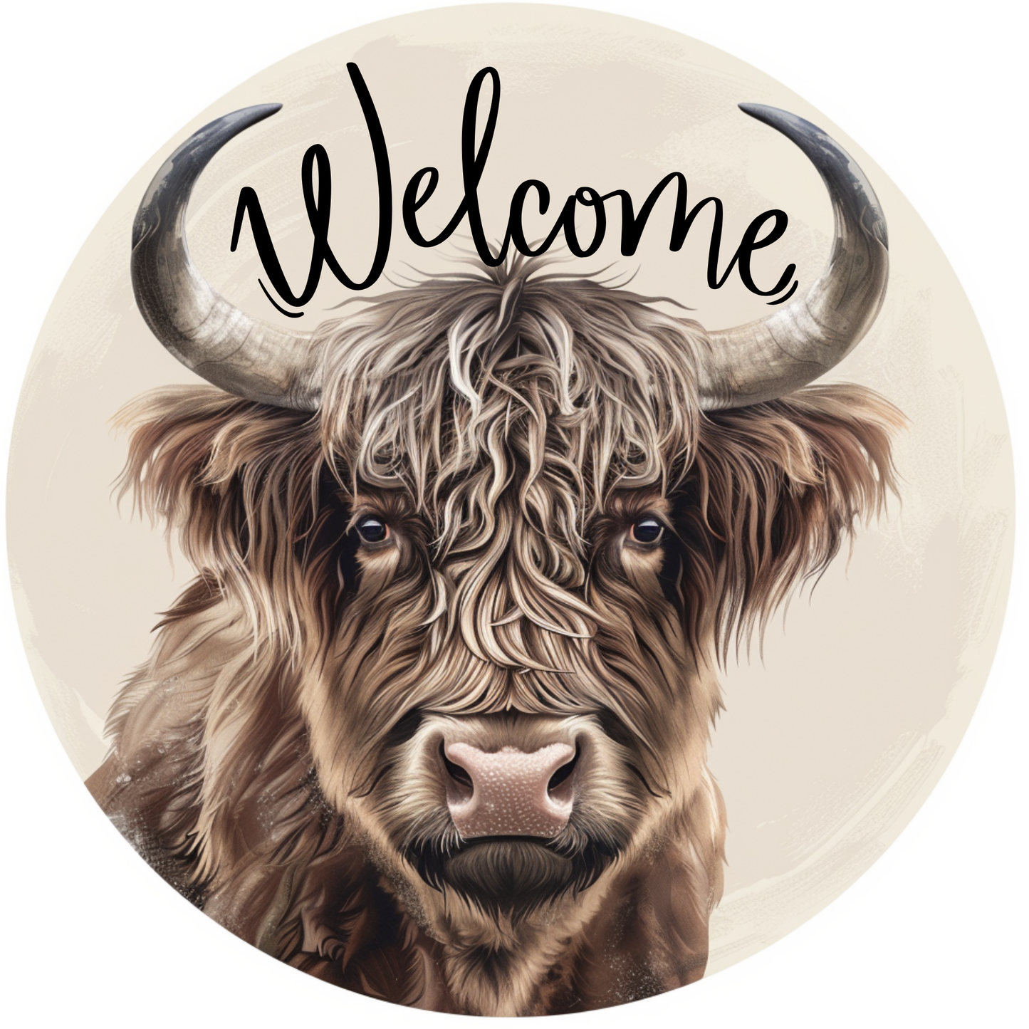 Highland Cow Welcome Metal Sign - Made In USA