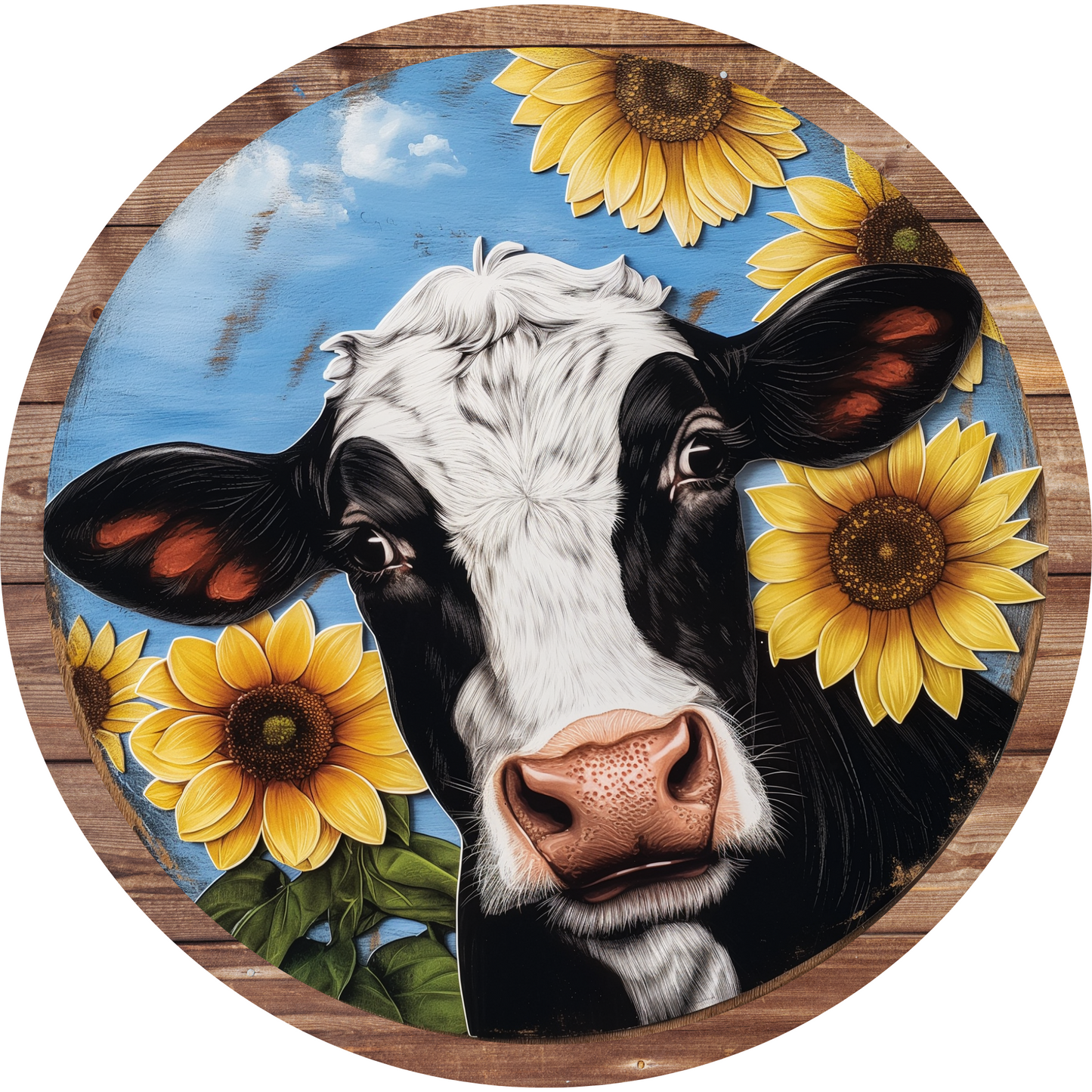 Cow & Sunflower Metal Sign - Made In USA