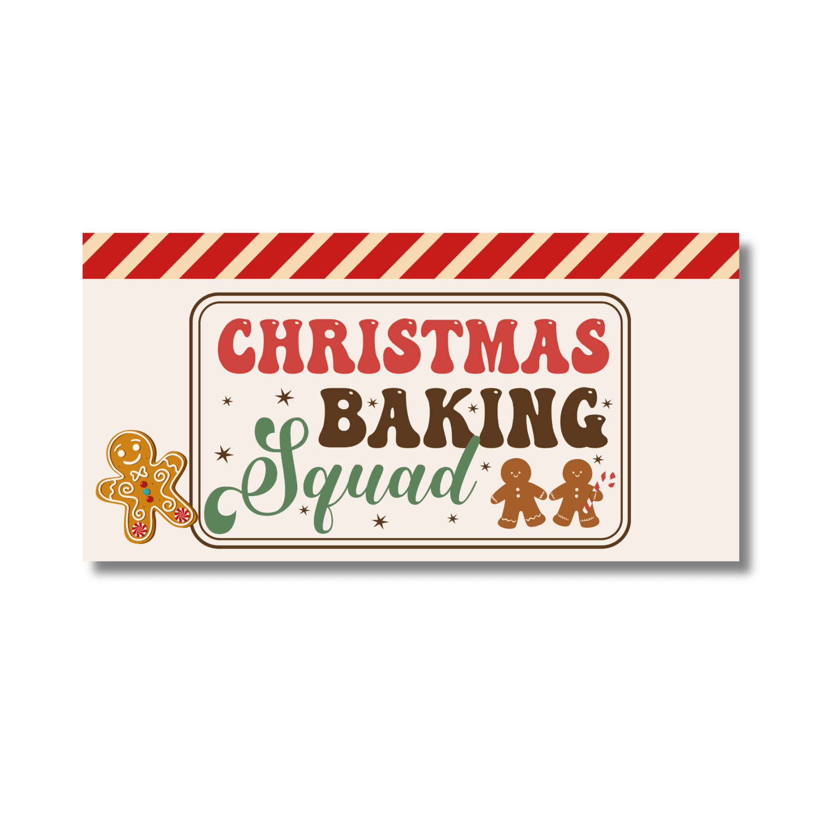 12 Inch X 6 Inch Rectangular Metal Sign: CHRISTMAS BAKING SQUAD - Wreath Accents - Made In USA BBCrafts.com