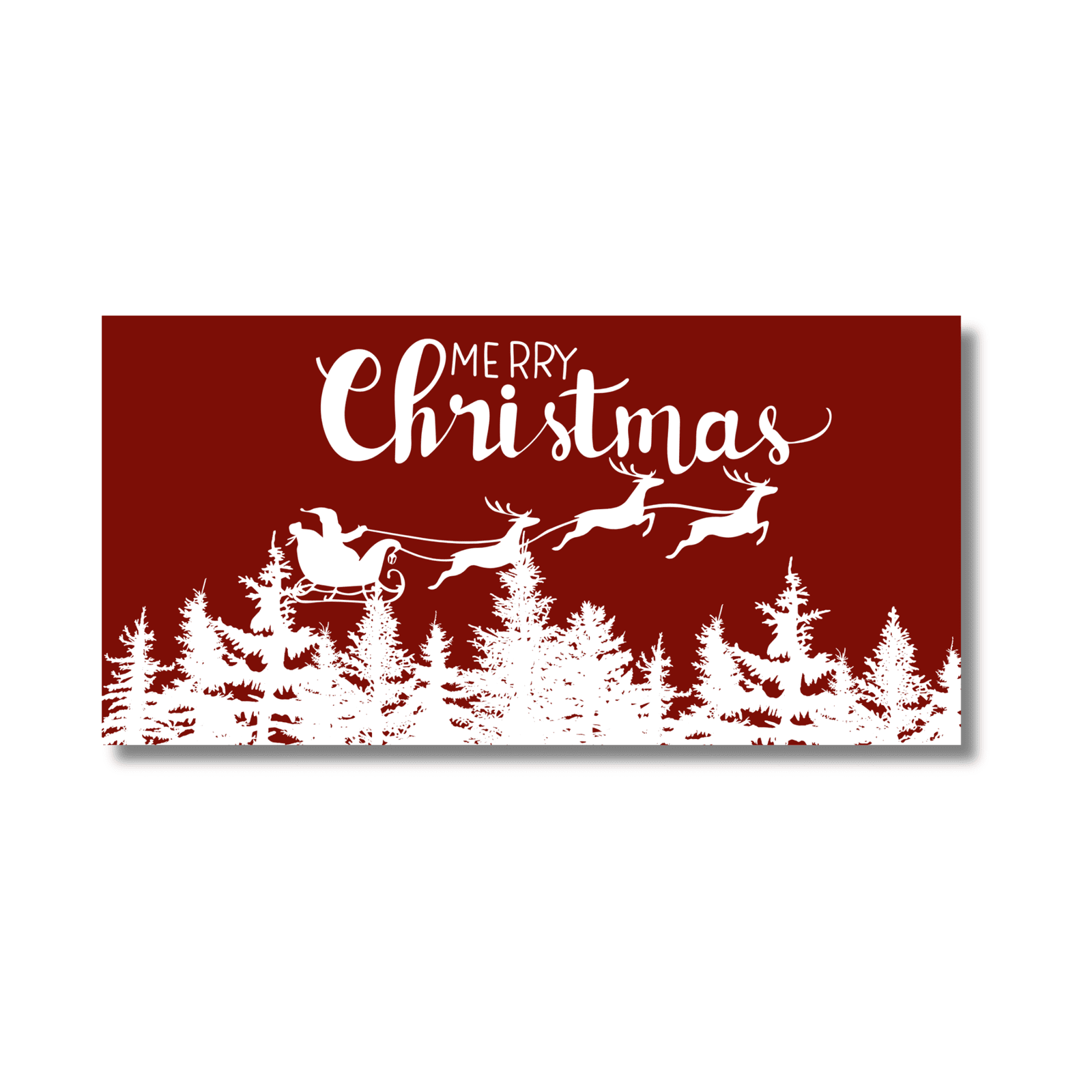 12 Inch X 6 Inch Rectangular Metal Sign: MERRY XMAS WHITE DESIGN - Wreath Accents - Made In USA BBCrafts.com