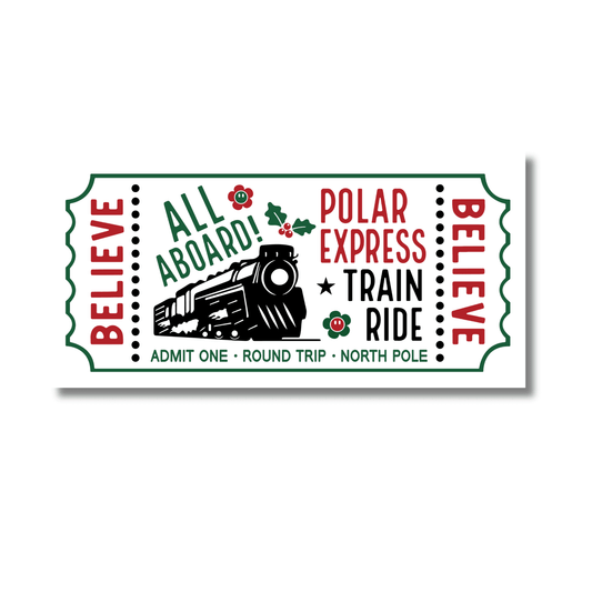 12 Inch X 6 Inch Rectangular Metal Sign: POLAR EXPRESS TRAIN - Wreath Accents - Made In USA BBCrafts.com