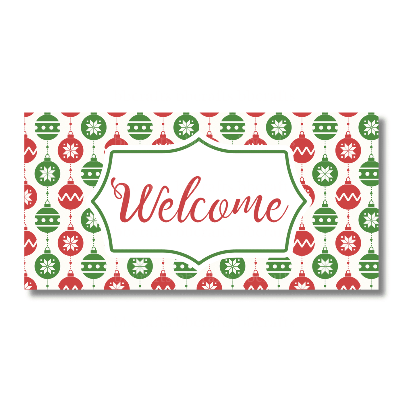 12 Inch X 6 Inch Rectangular Metal Sign: WELCOME SIGN - Wreath Accents - Made In USA BBCrafts.com