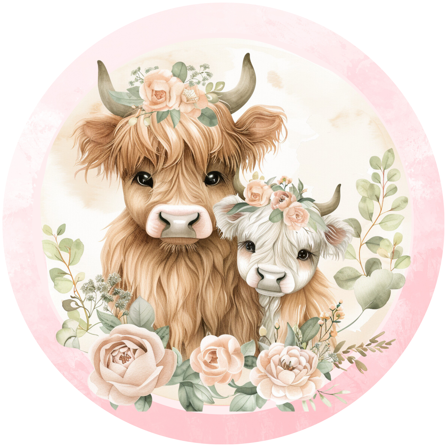 Highland Cow with Baby Metal Sign - Made In USA