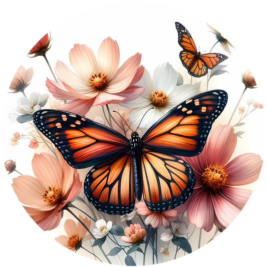 Butterfly on Flowers Metal Sign - Made In USA