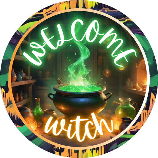 Welcome Witch Metal Sign - Made In USA