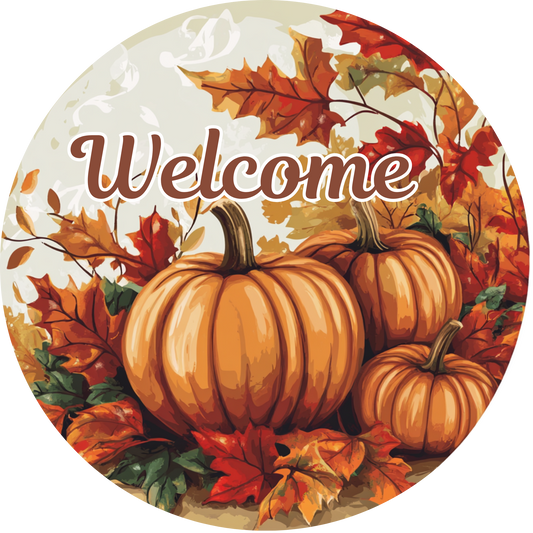 Welcome Pumpkin Paradise Metal Sign - Made In USA