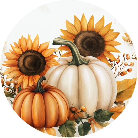 Sunflowers and Pumpkins Metal Sign - Made In USA