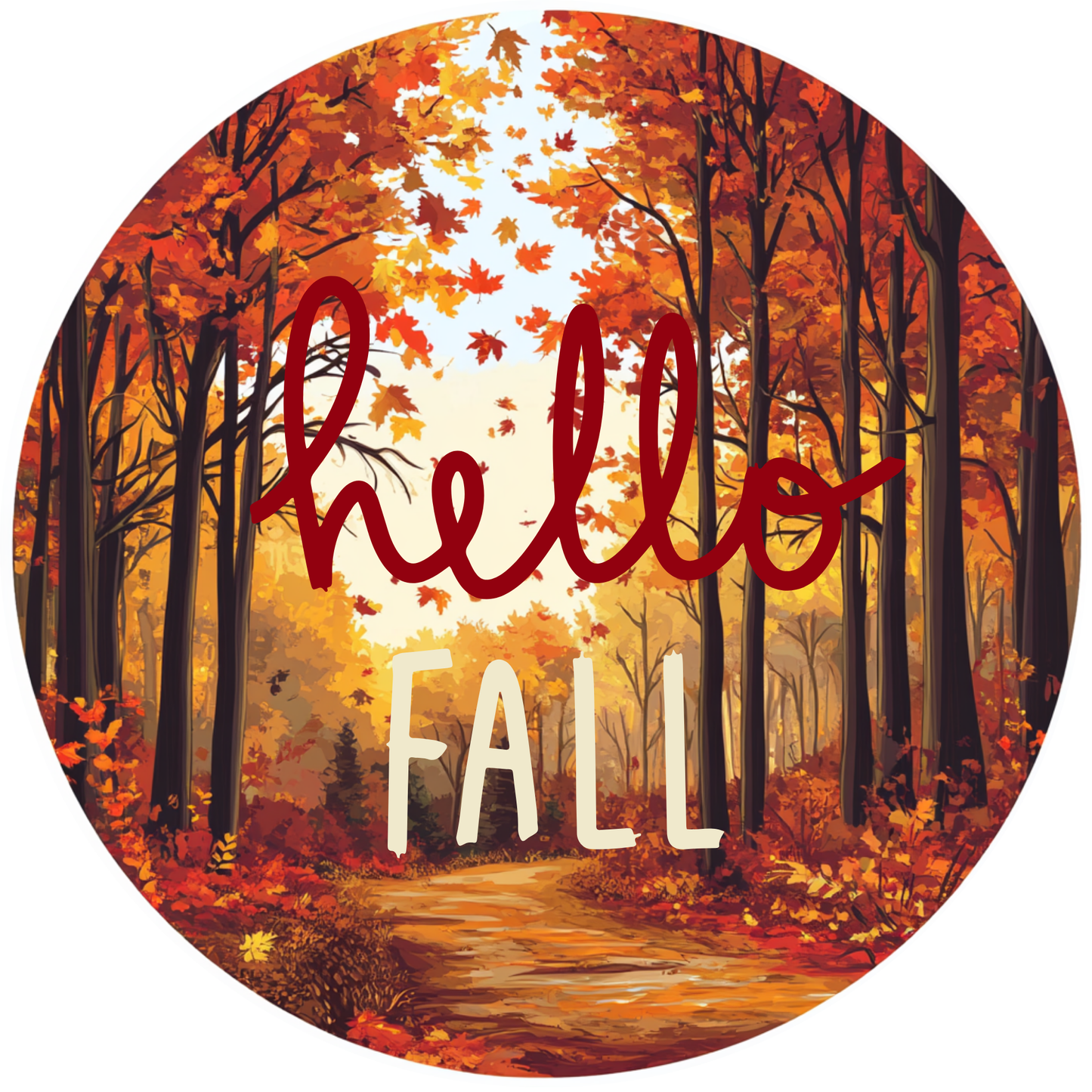 Hello Fall Metal Sign - Made In USA