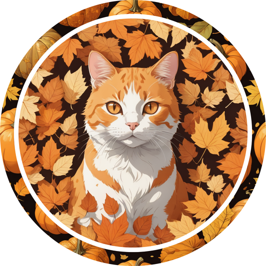 Autumn Kitty Metal Sign - Made In USA