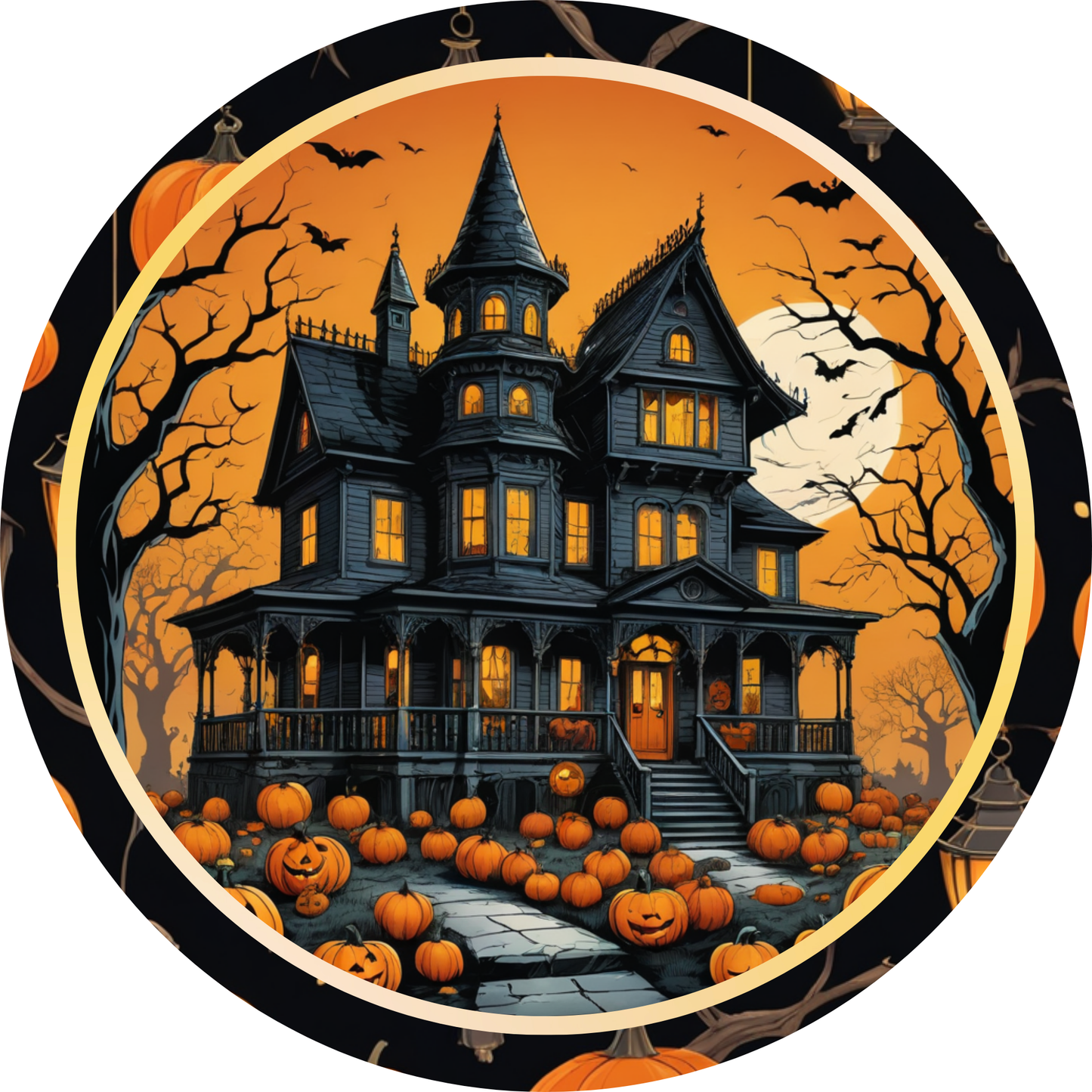 Haunted House Halloween Metal Sign - Made In USA