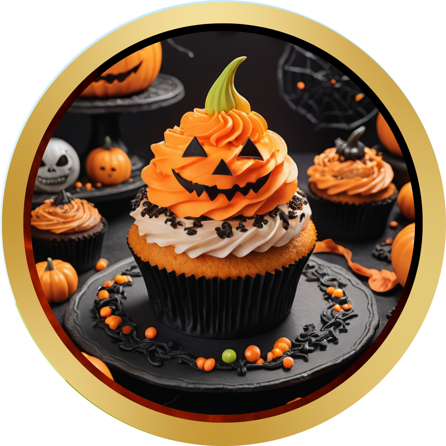 Halloween Pumpkin Cupcake Metal Sign - Made In USA