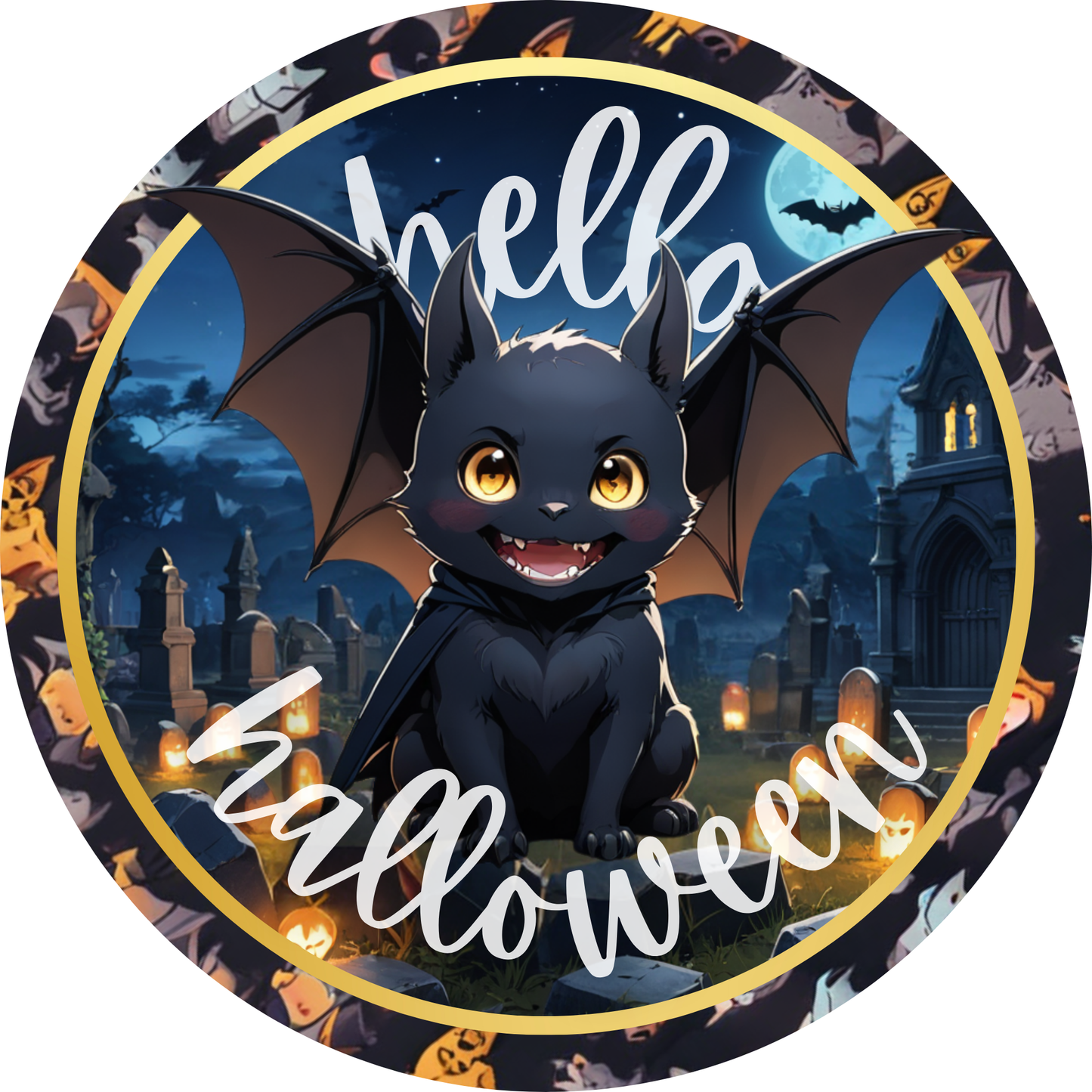 Batty Halloween Metal Sign - Made In USA