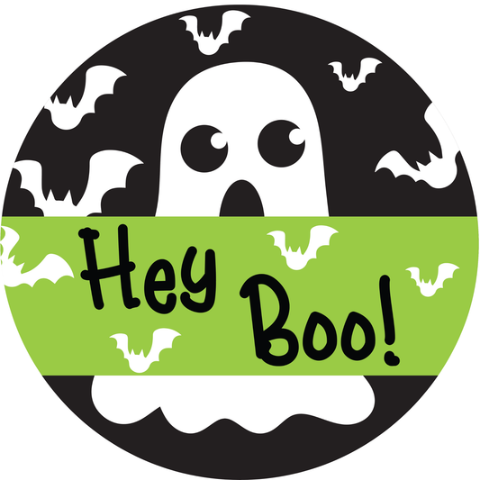 Hey Boo! Metal Sign - Made In USA