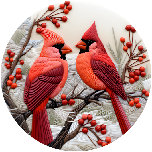 A Pair of Cardinals Metal Sign - Made In USA