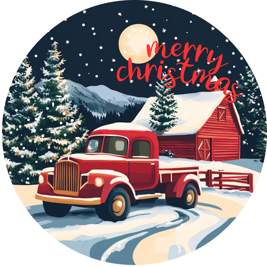 Merry Christmas Truck Metal Sign - Made In USA