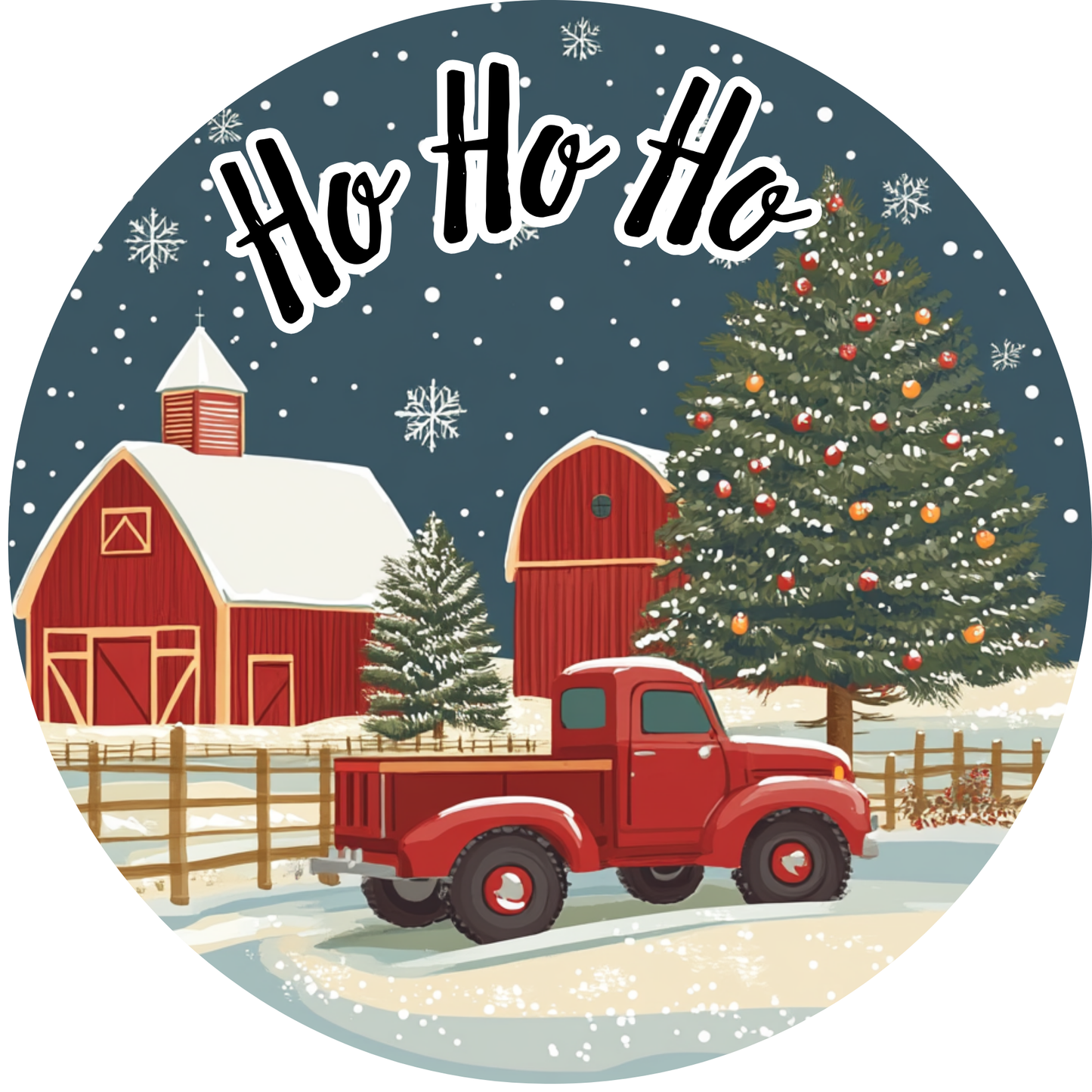 Merry Christmas Truck Ho Ho Ho Metal Sign - Made In USA