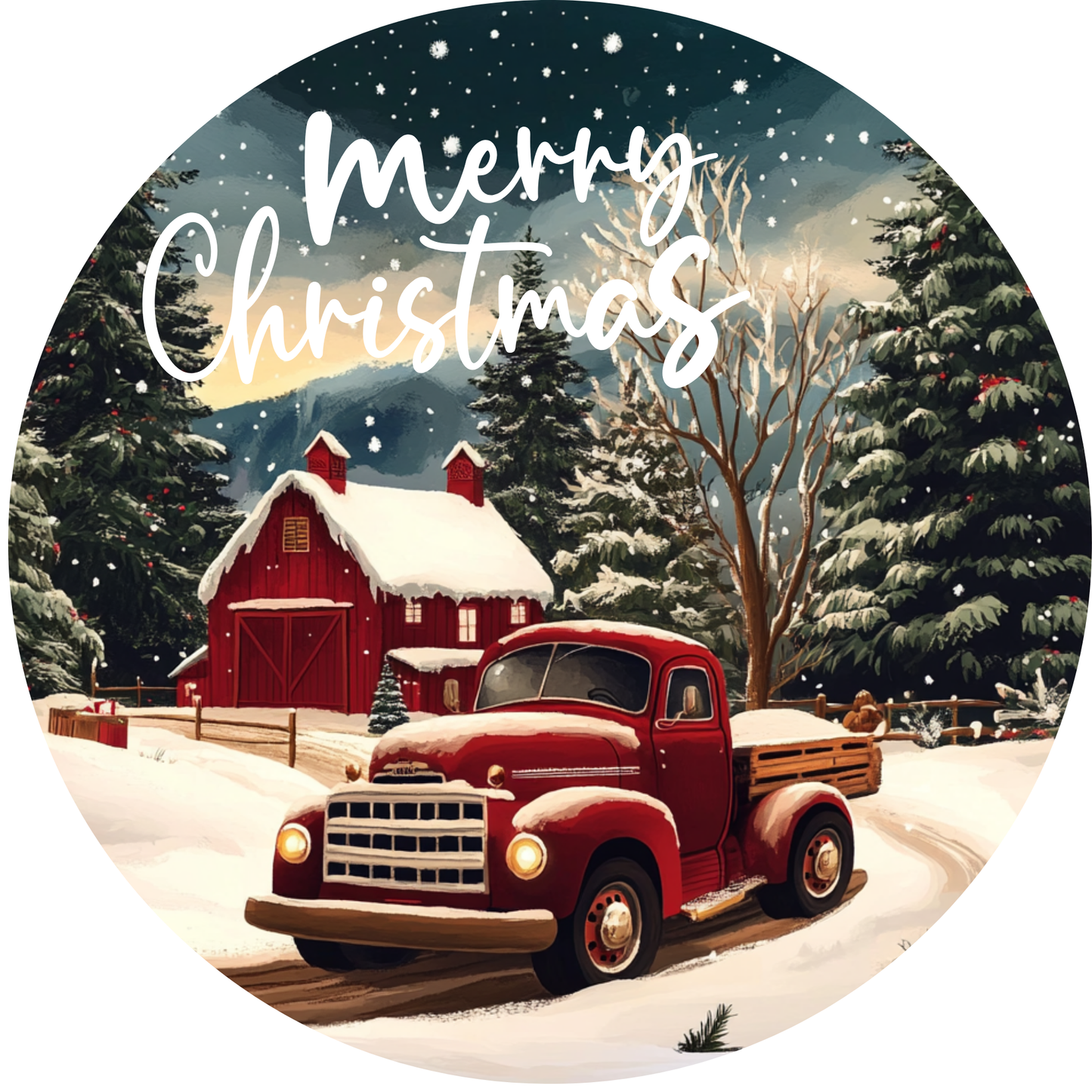 Merry Christmas Truck Metal Sign - Made In USA