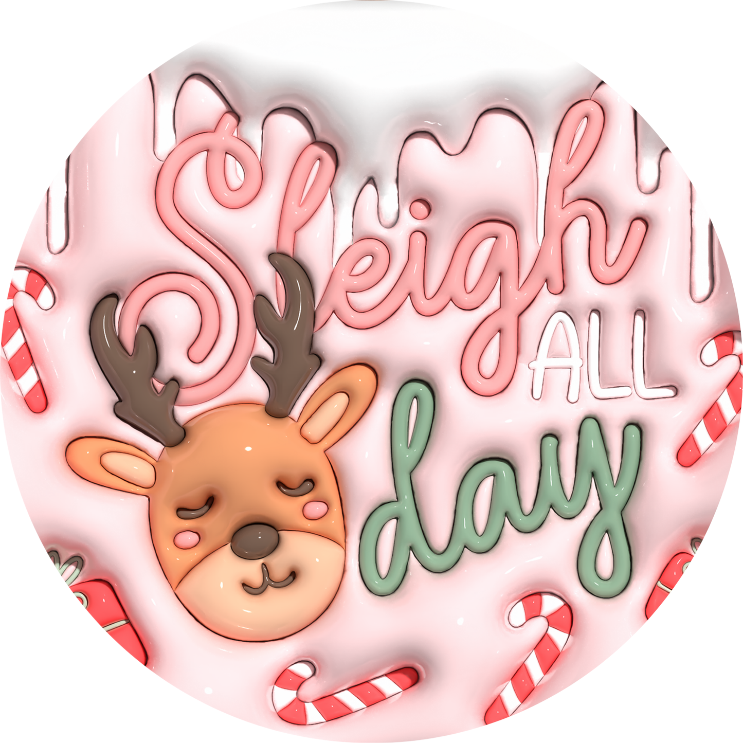 Sleigh All Day Christmas with Candy Canes Metal Sign - Made In USA