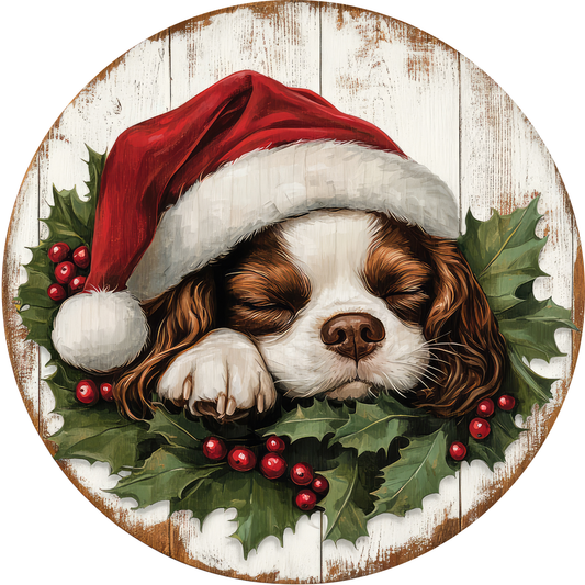 Dog in Santa Hat Metal Sign - Made In USA