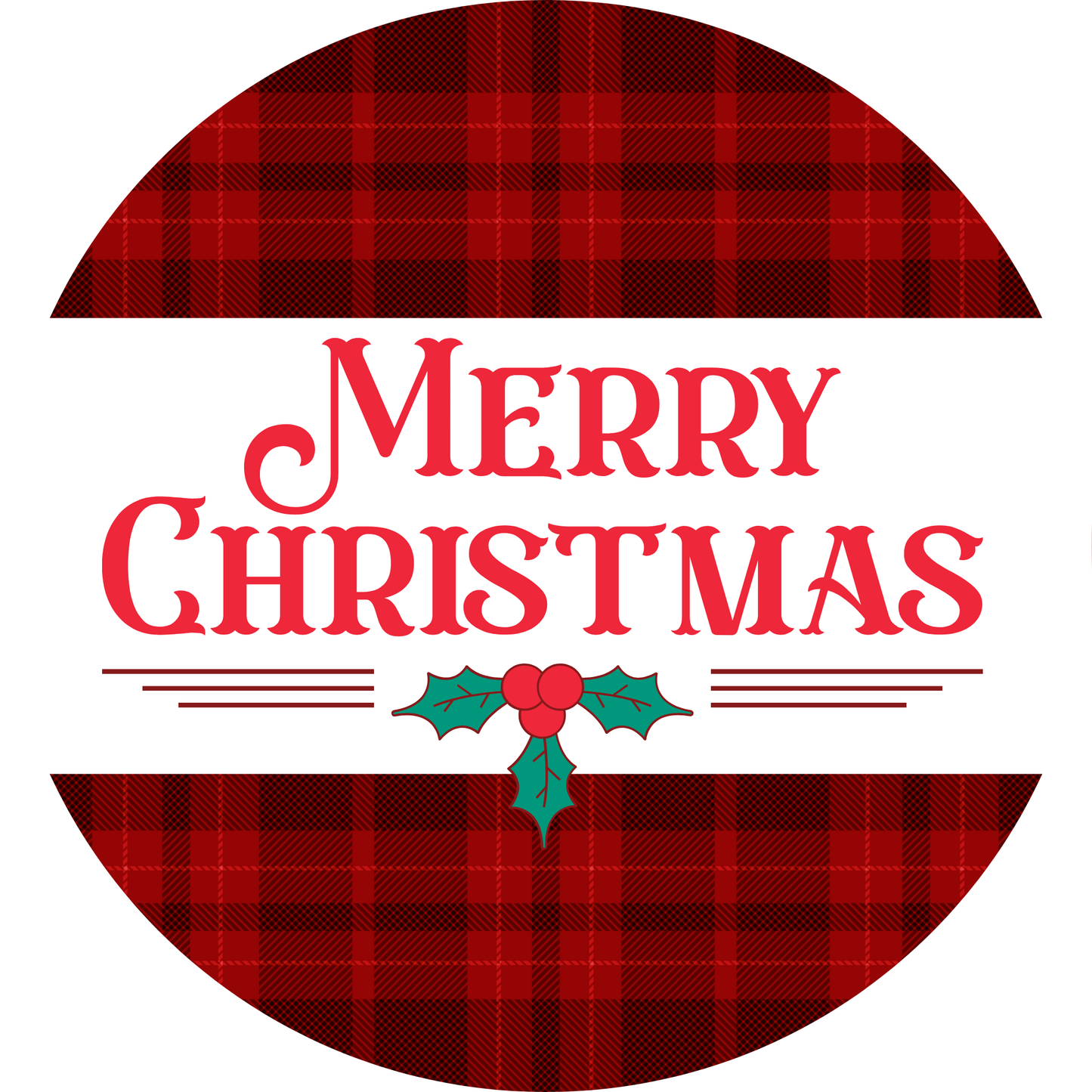 Red and Green Plaid Merry Christmas Metal Sign - Made In USA