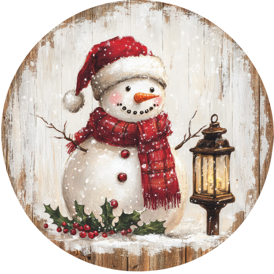 Snowman's Lantern Light Metal Sign - Made In USA