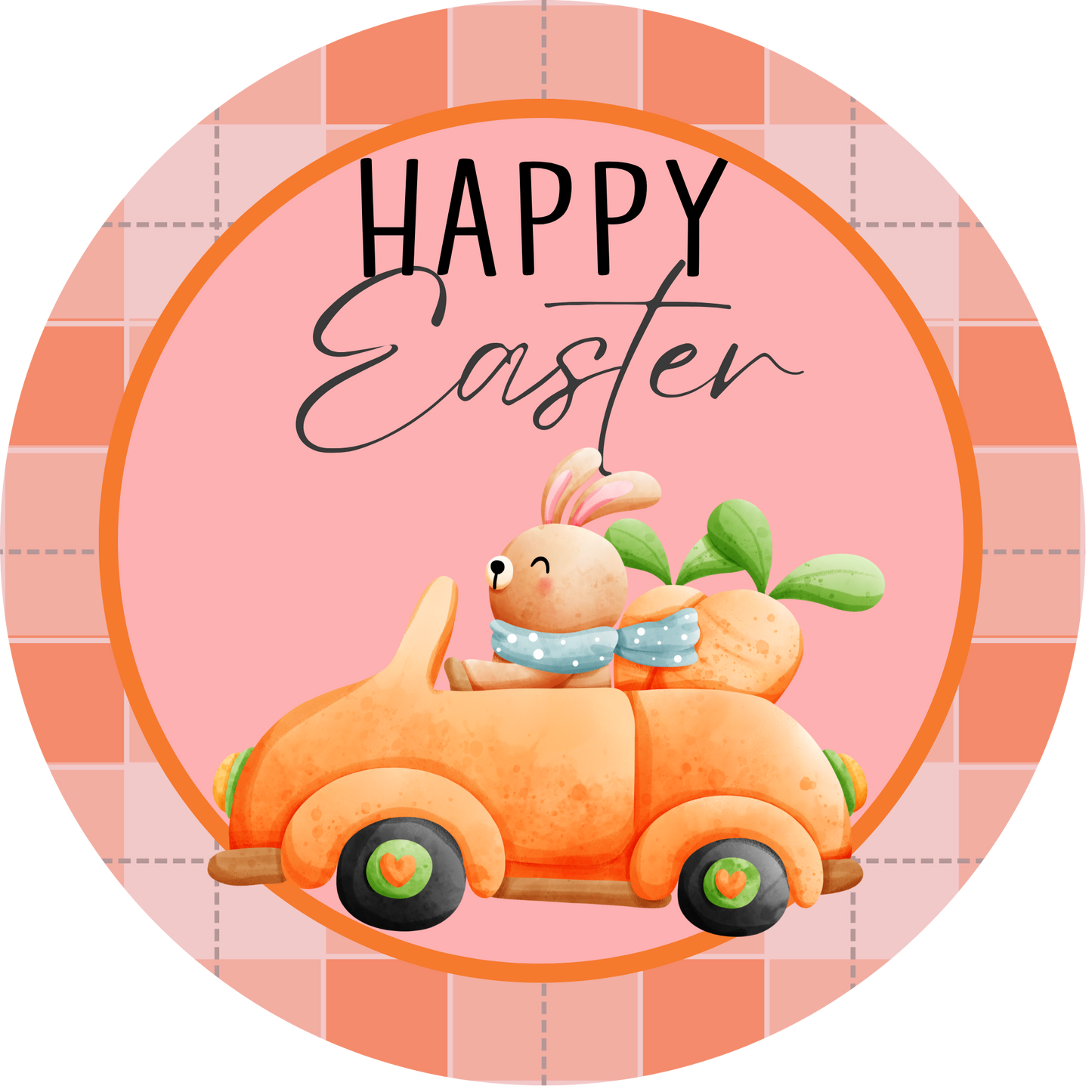 Happy Easter Bunny with Carrot Metal Sign - Made In USA