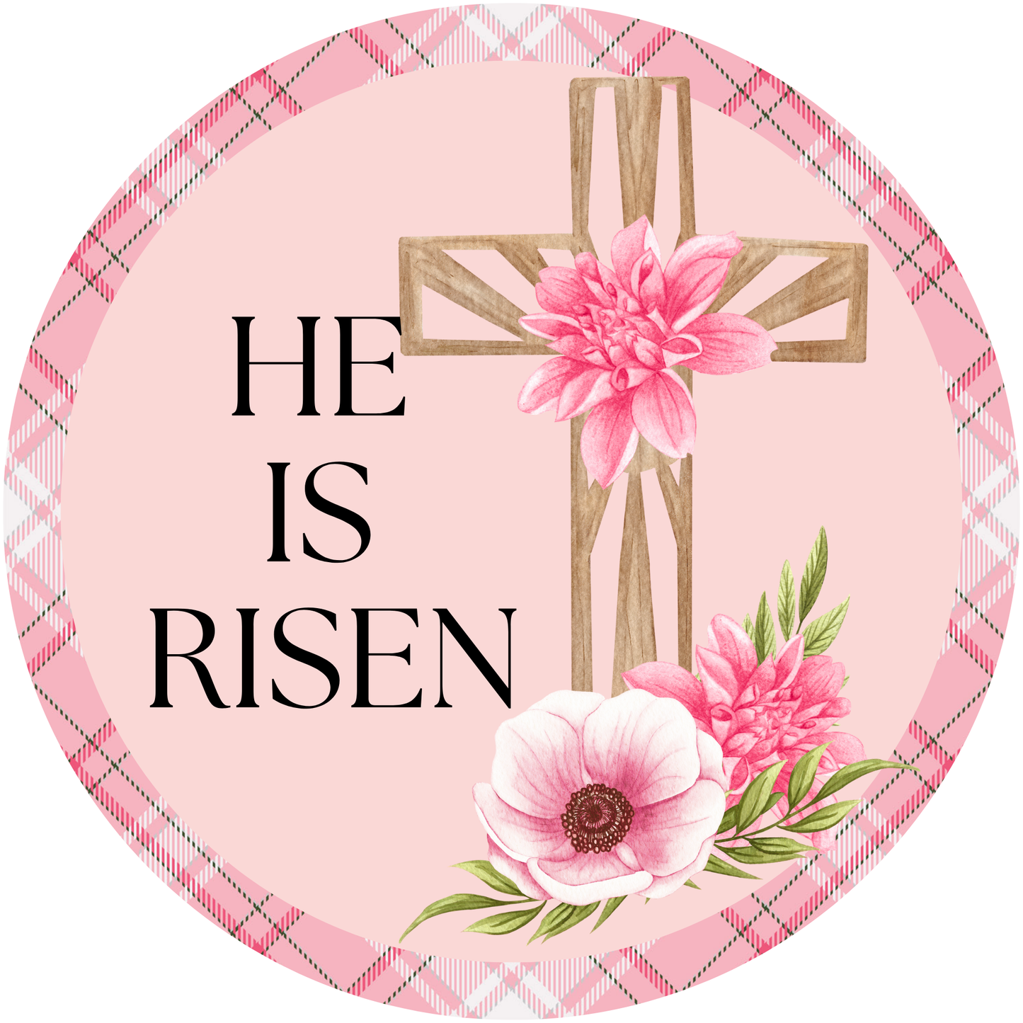 He is Risen: A Springtime Celebration Floral Cross Metal Sign - Made In USA