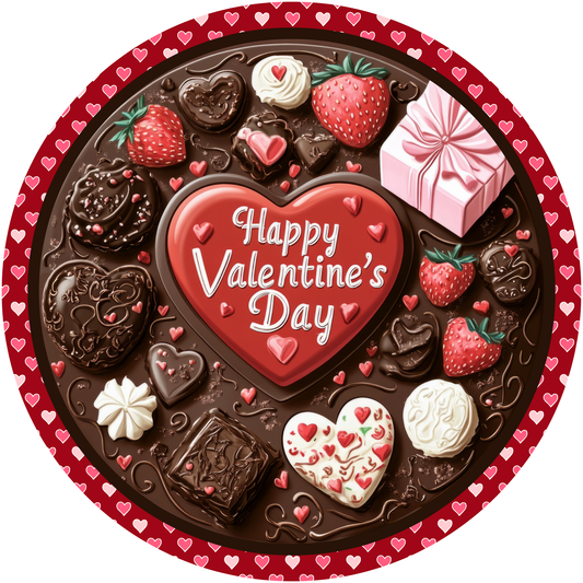 Happy Valentine's Day Chocolate Love Metal Sign - Made In USA