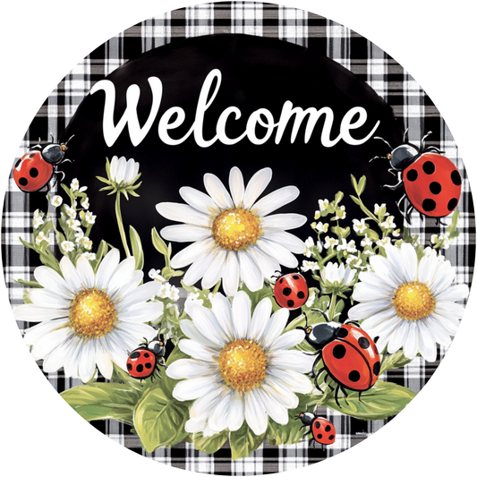 Daisy and Ladybug Welcome Metal Sign - Made In USA