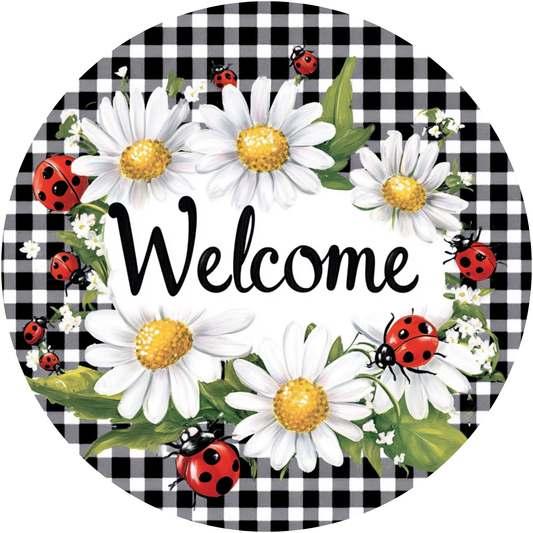 Daisy and Ladybug Welcome Metal Sign - Made In USA