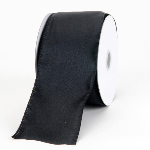 2 - 1/2 x 10 Yards Black Wired Budget Satin Ribbon BBCrafts.com