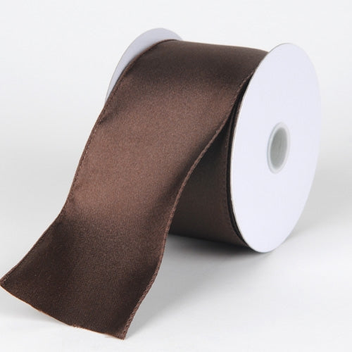 2 - 1/2 x 10 Yards Chocolate Brown Wired Budget Satin Ribbon BBCrafts.com