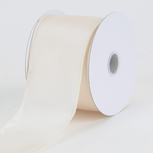 2 - 1/2 x 10 Yards Ivory Wired Budget Satin Ribbon BBCrafts.com