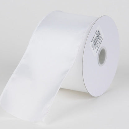 2 - 1/2 x 10 Yards White Wired Budget Satin Ribbon BBCrafts.com