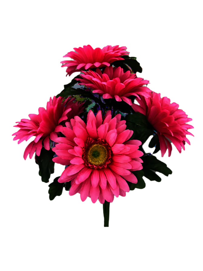 20" Satin Gerber Daisy Bush x 7 - Pink