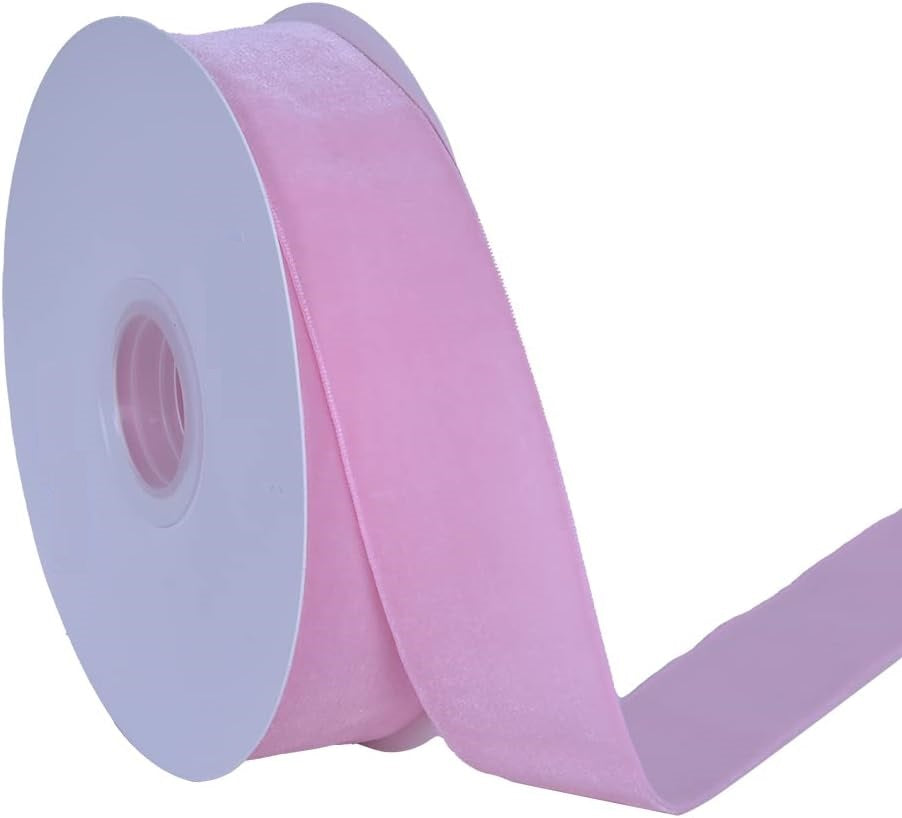 Pearl Pink Single Face Velvet Ribbon