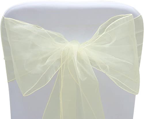 Ivory - Glitter Organza Chair Sash - ( Pack of 10 Pieces - 8 inches x 108 inches x 108 inches )